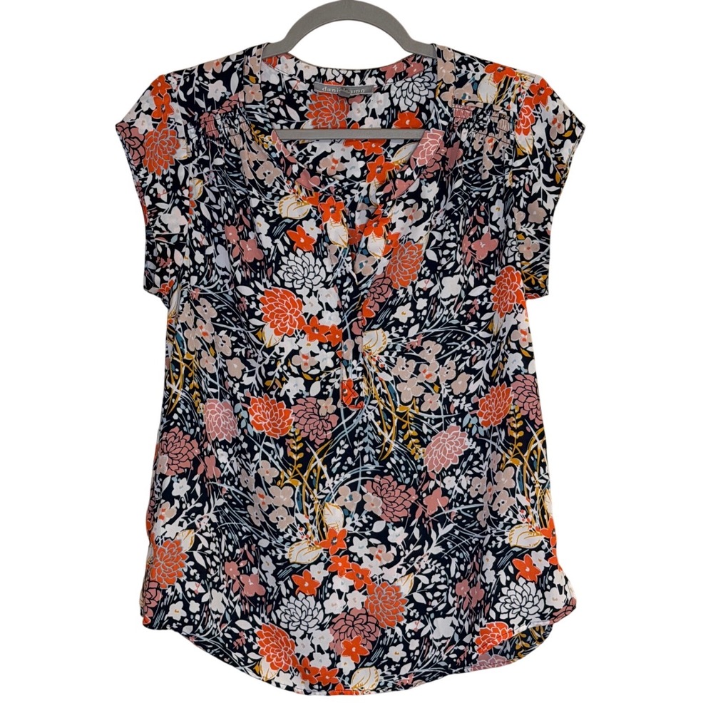 Daniel Rainn Womens Blouse Floral Print Botanical Work Office Summer Multi-color - Picture 2 of 6